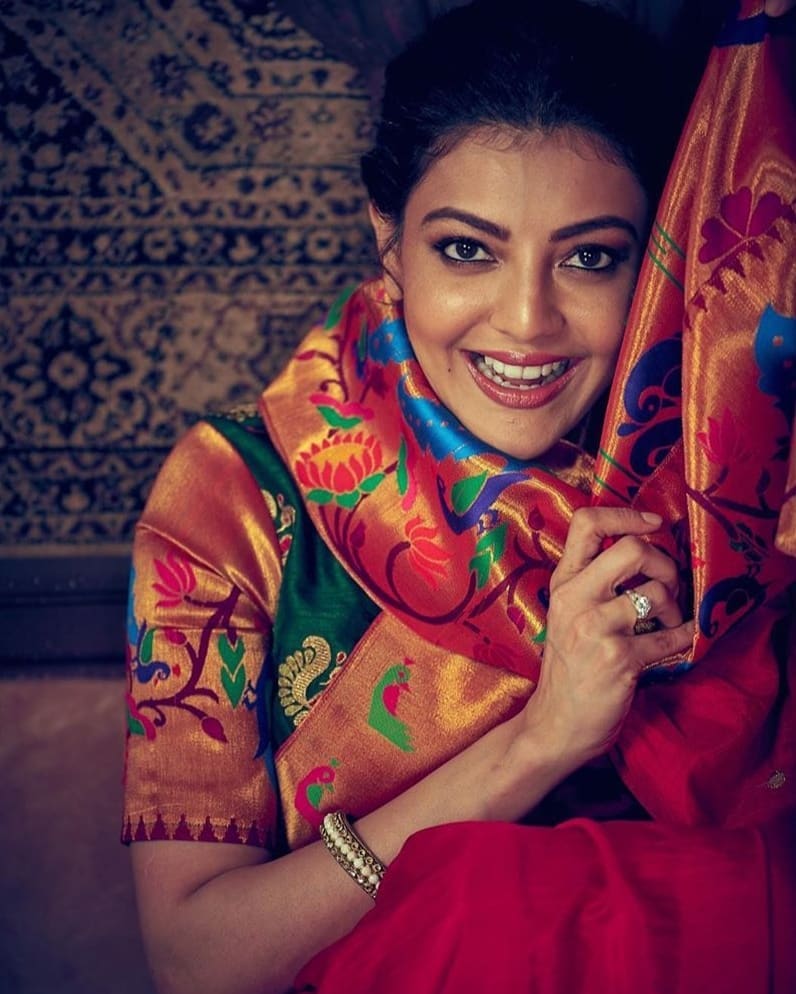 Kajal Aggarwal Shy Photoshoot In Saree
