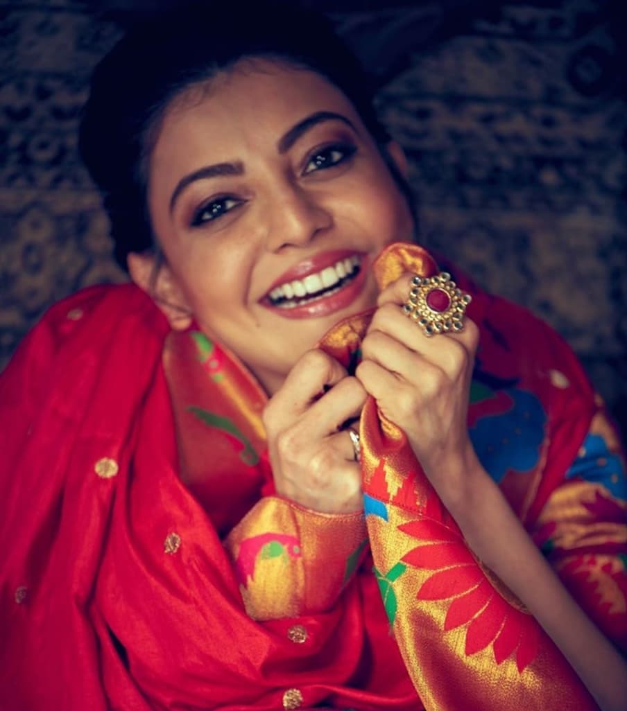Kajal Aggarwal Shy Photoshoot In Saree