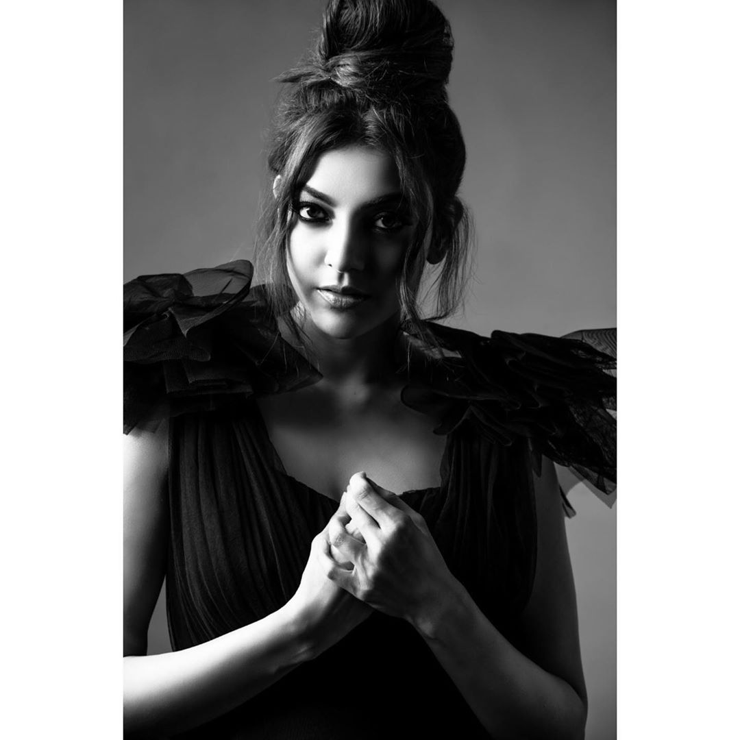 Kajal Aggarwal Stylish Smokey Black Stills