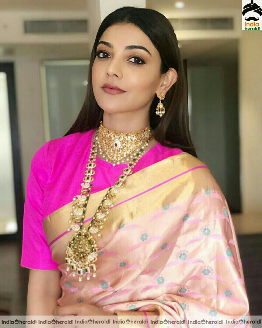 Kajal Aggarwal Traditional Saree Stills