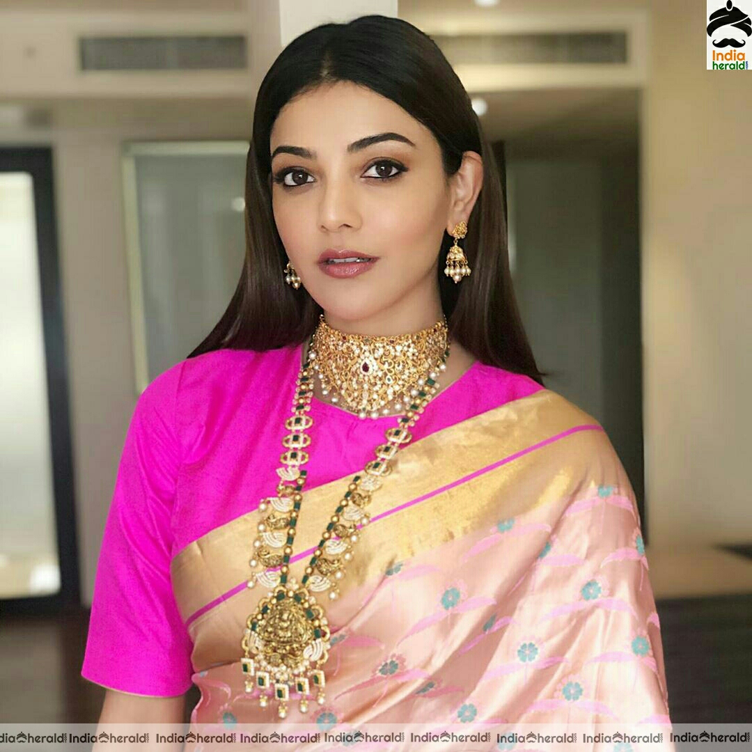 Kajal Aggarwal Traditional Saree Stills