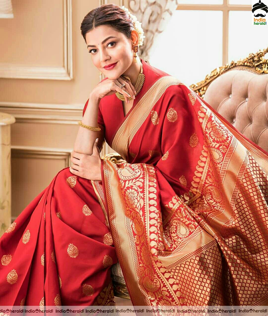 Kajal Aggarwal Traditional Saree Stills