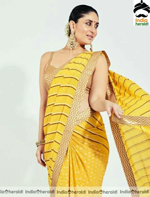 Kareena kapoor Hot Yellow Saree Stills