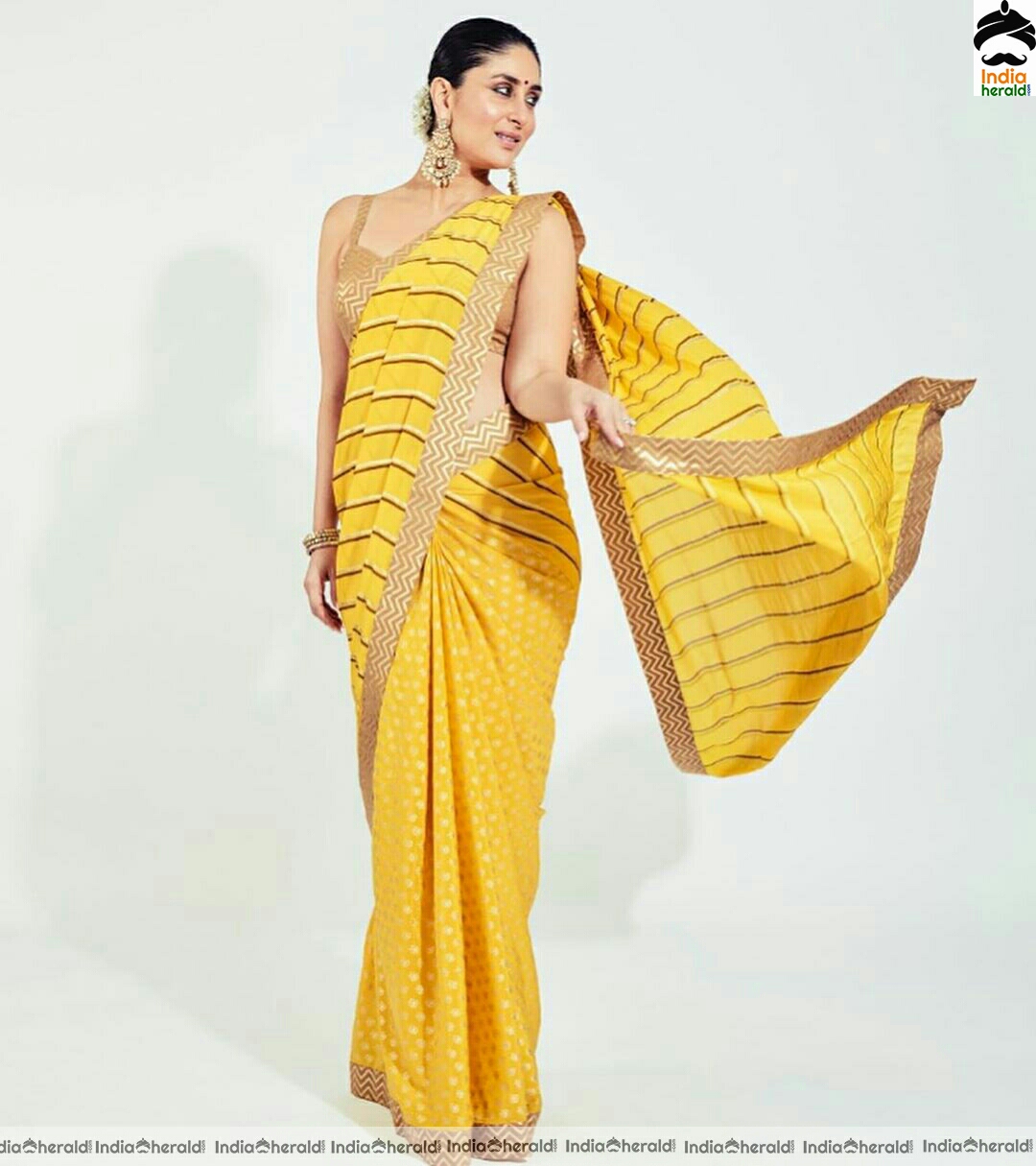 Kareena kapoor Hot Yellow Saree Stills