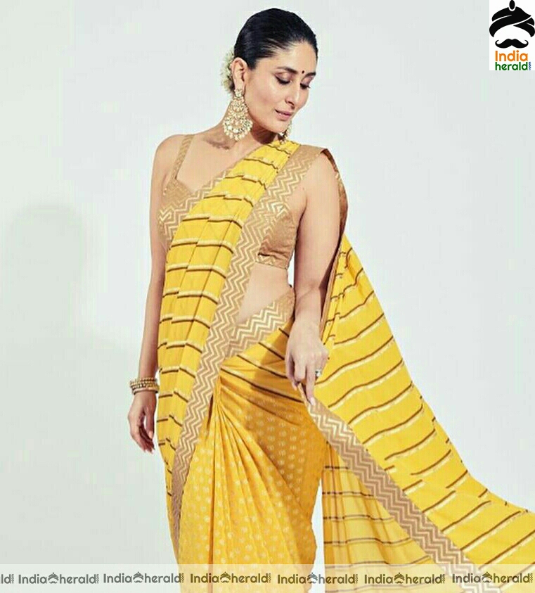 Kareena kapoor Hot Yellow Saree Stills