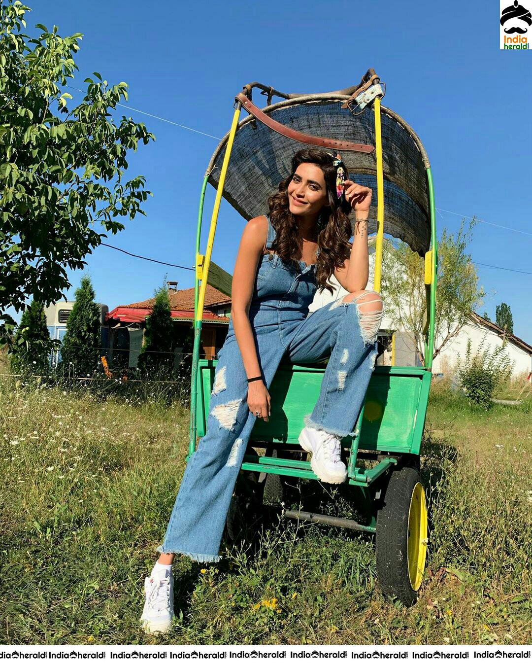 Karishma Tanna Blue Sleeveless Dress Photo Stills