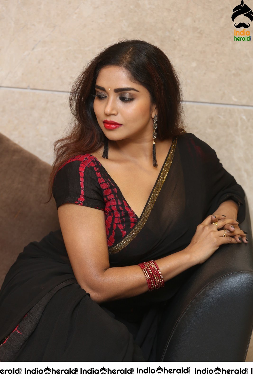 Karunya Chowdary Sizzling Hot Stills in Saree