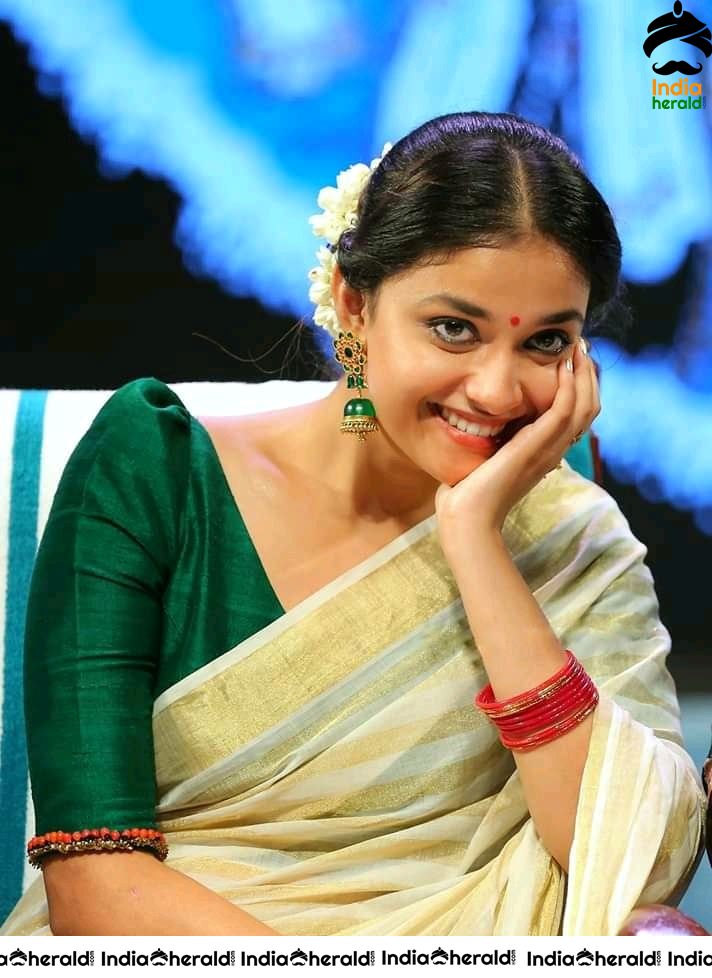 Keerthy Suresh Spotted In Malayalam Style Saree During An Event