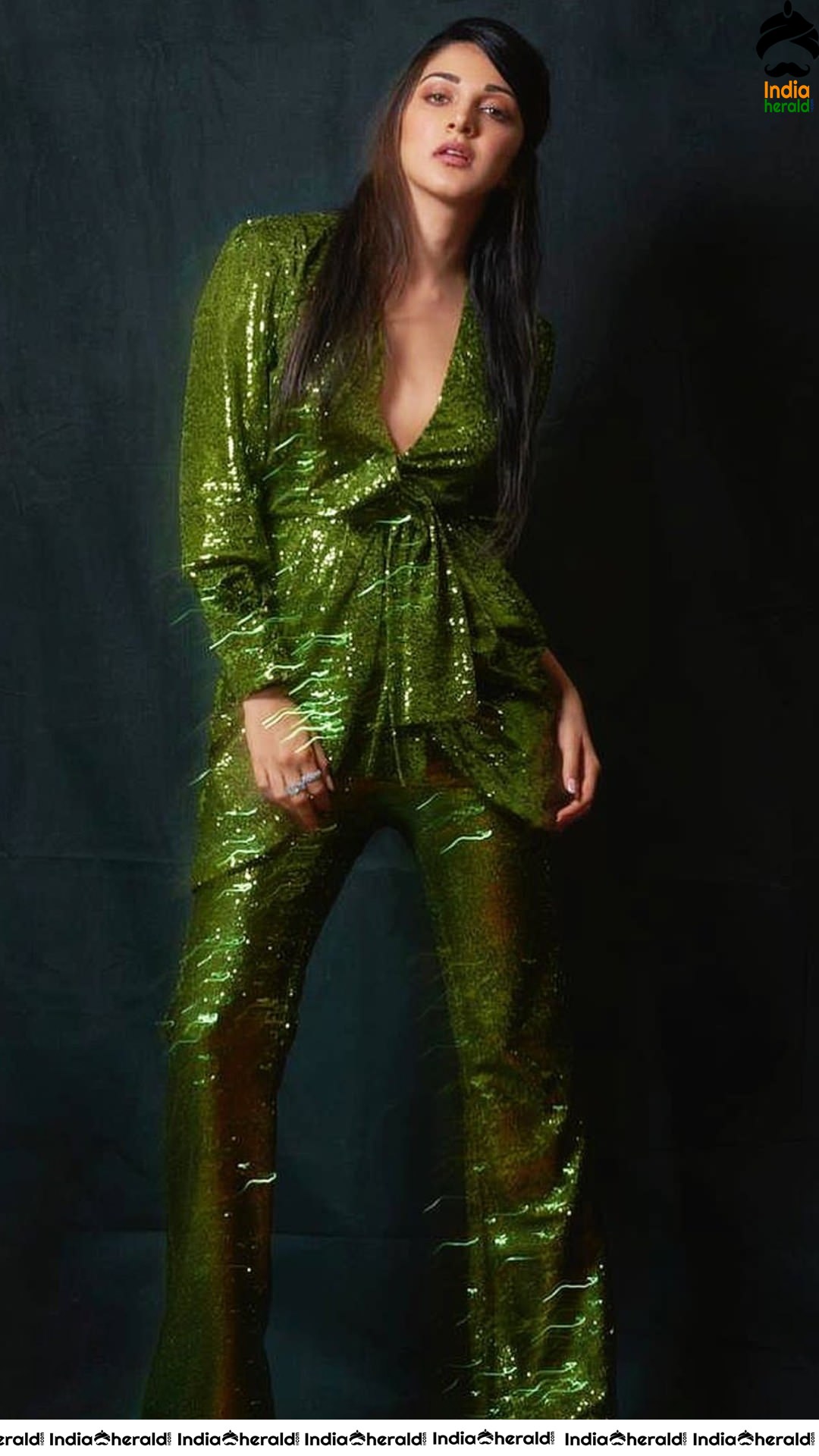 Kiara Advani Hot in Green Attire from the promotions of her next release Good Newwz