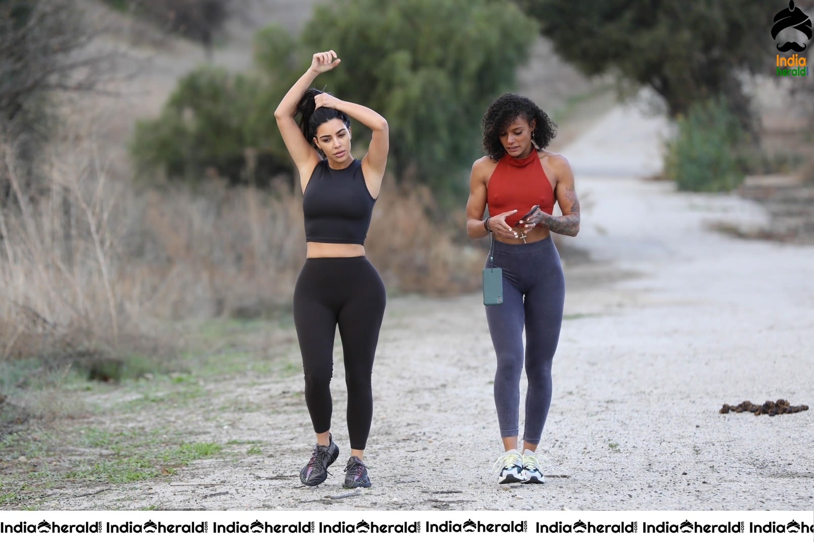 Kim Kardashian in a Tight Sexy dress and seen on a hike session in Calabasas