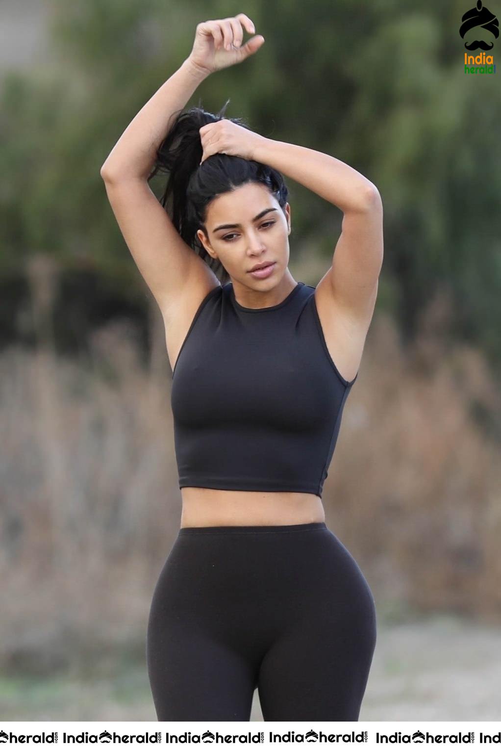 Kim Kardashian in a Tight Sexy dress and seen on a hike session in Calabasas