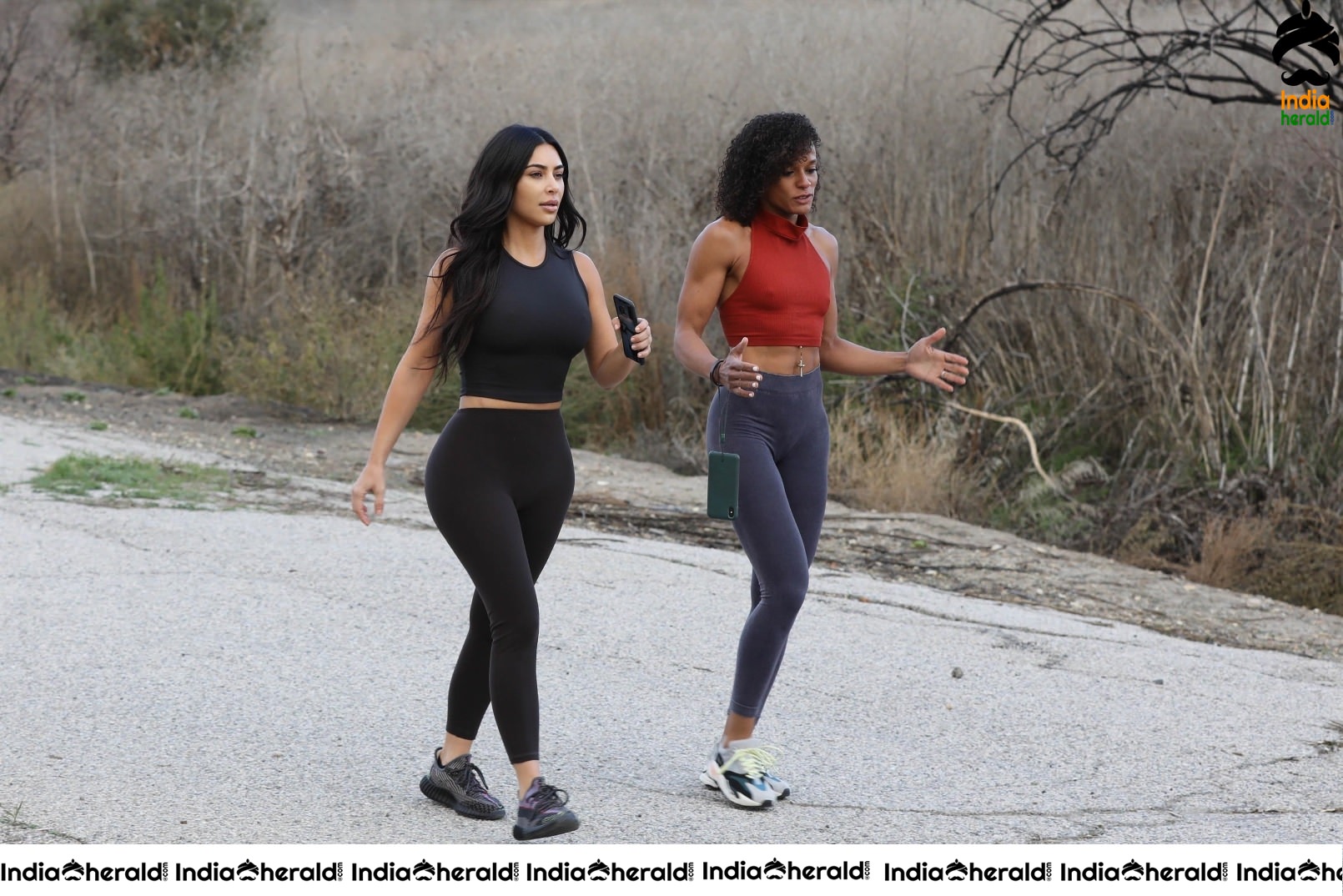 Kim Kardashian in a Tight Sexy dress and seen on a hike session in Calabasas