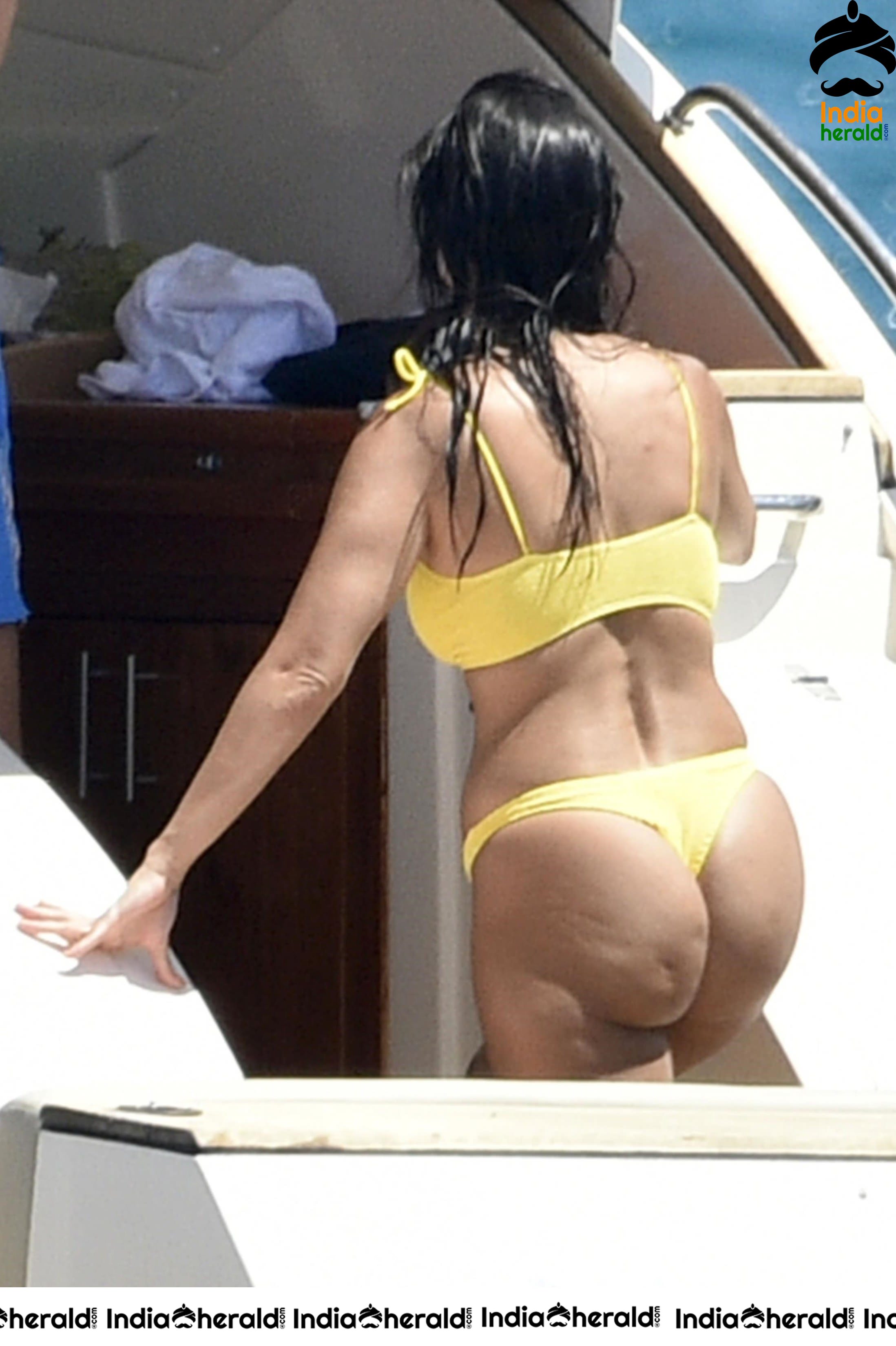 Kourtney Kardashian In A Bikini On A Yacht in Corsica Set 1