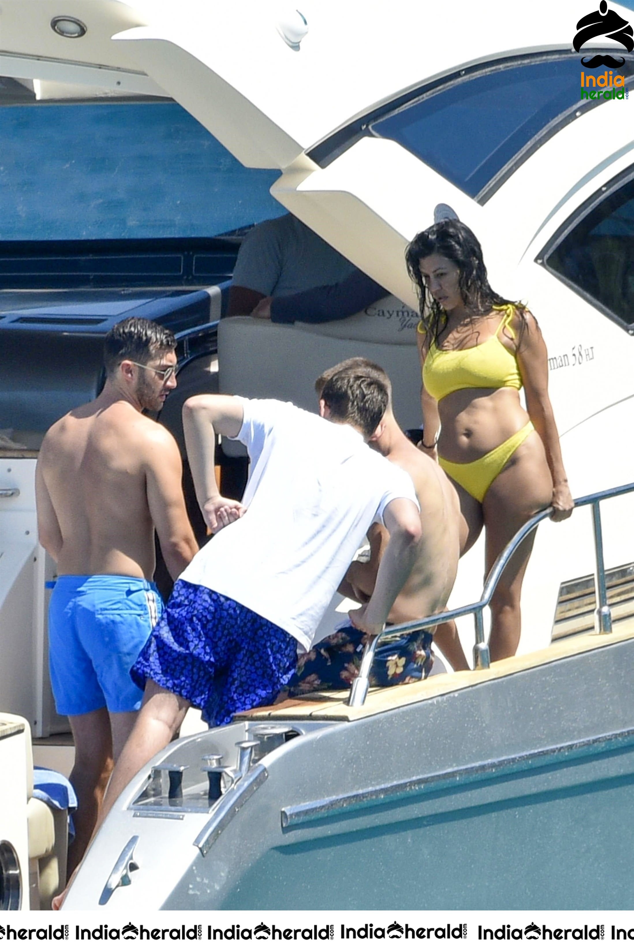 Kourtney Kardashian In A Bikini On A Yacht in Corsica Set 1