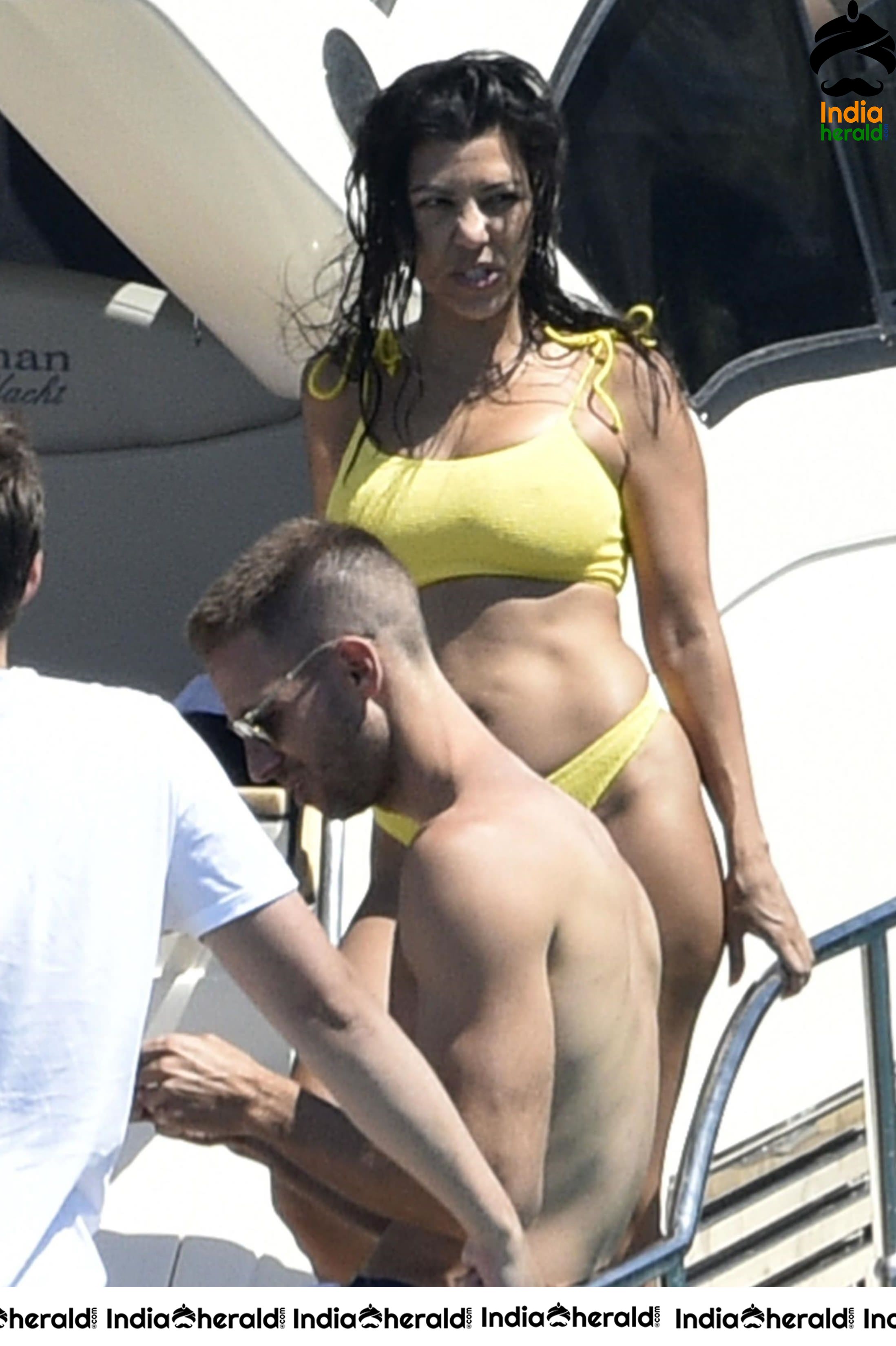 Kourtney Kardashian In A Bikini On A Yacht in Corsica Set 1