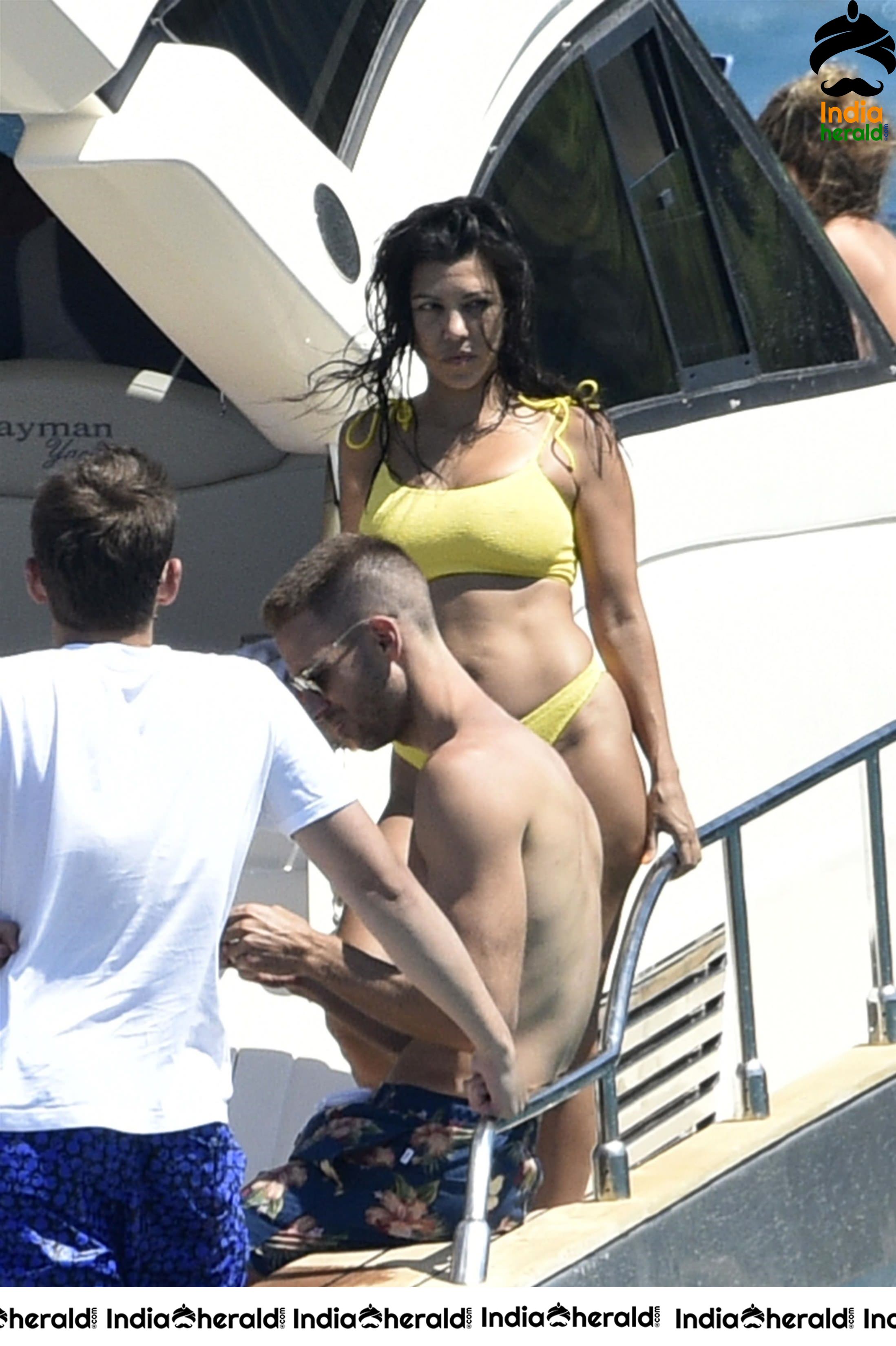 Kourtney Kardashian In A Bikini On A Yacht in Corsica Set 1