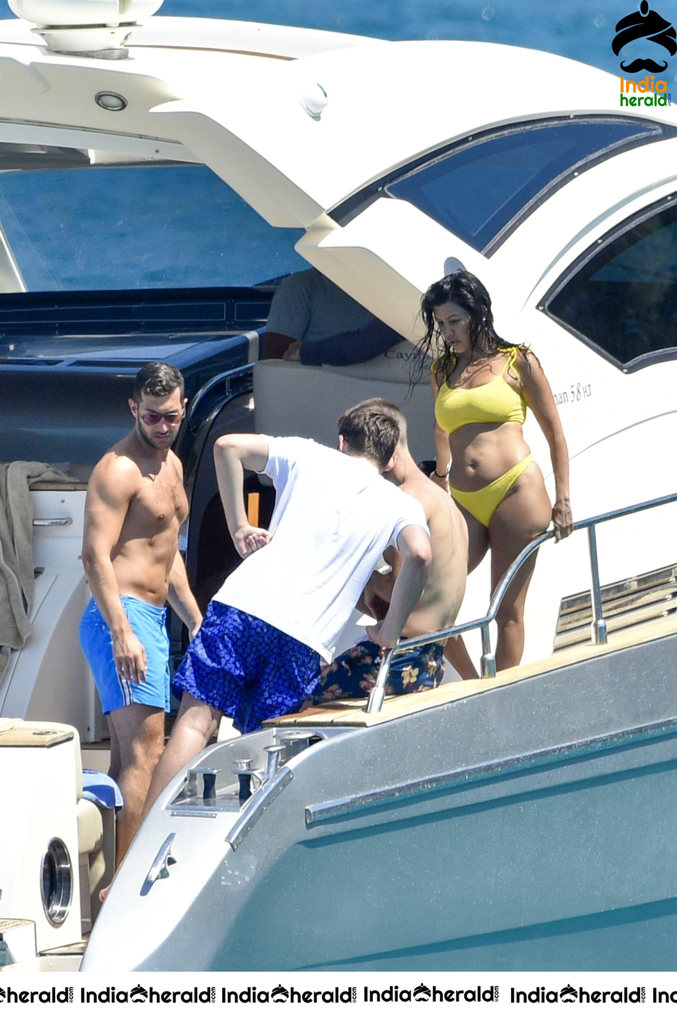 Kourtney Kardashian In A Bikini On A Yacht in Corsica Set 1