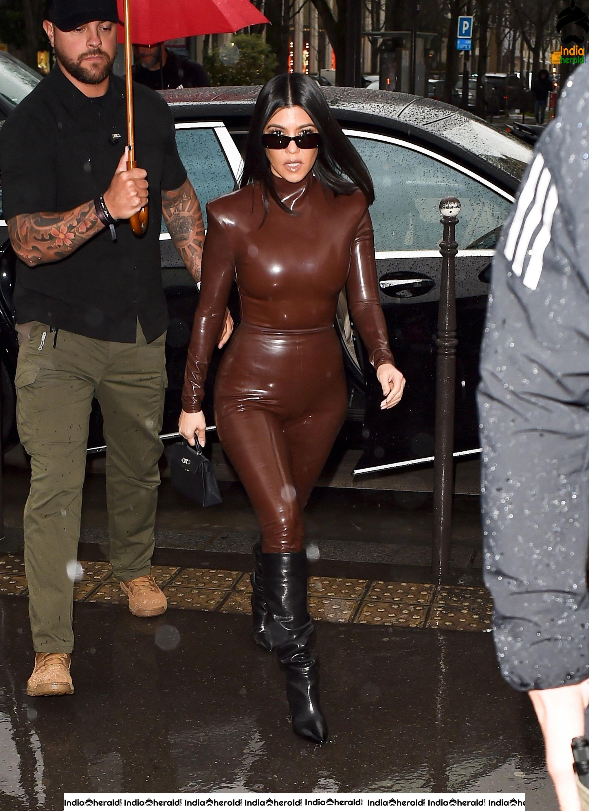 Kourtney Kardashian in a Sexy Latex Outfit seen leaving Church after Sunday Service