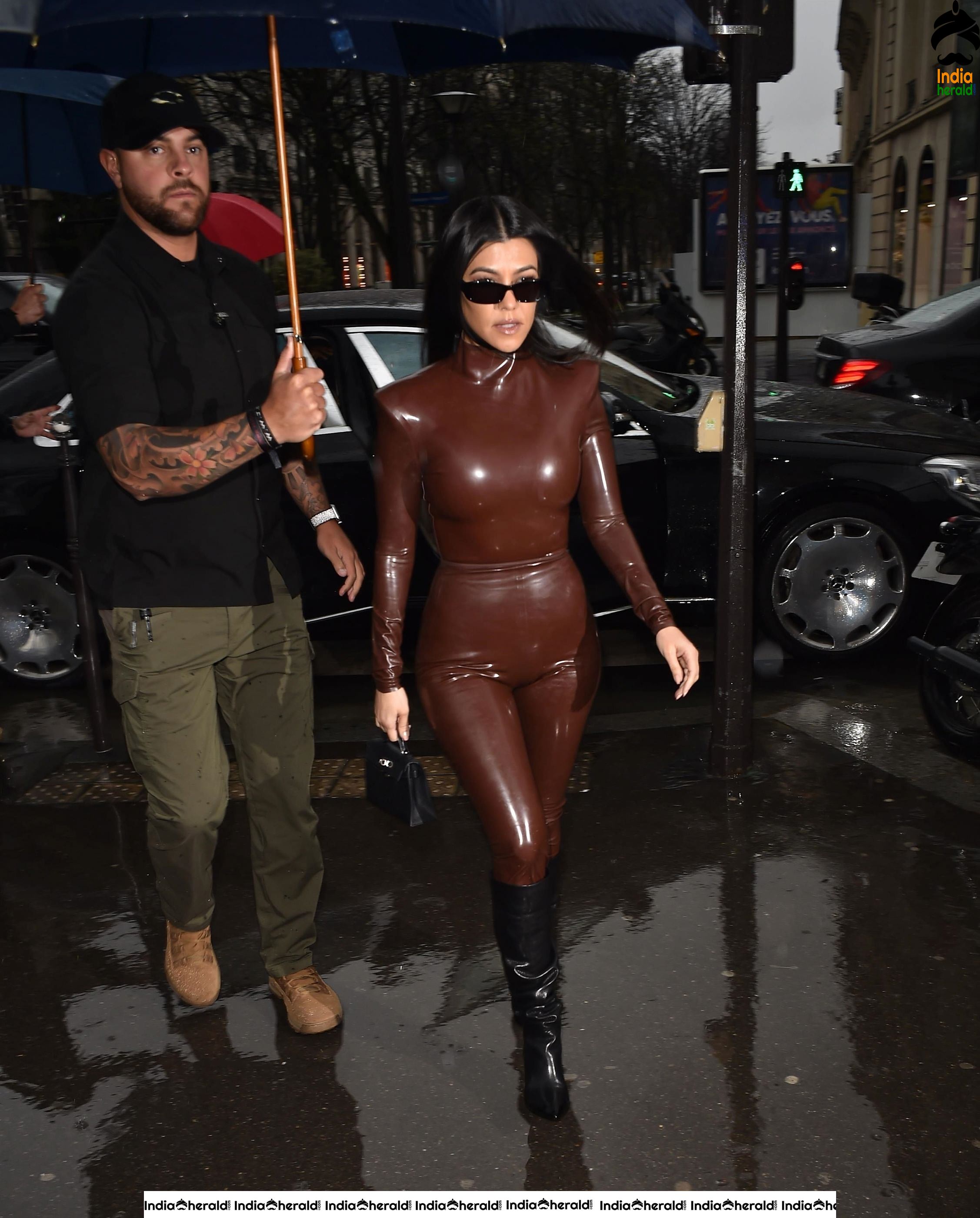Kourtney Kardashian in a Sexy Latex Outfit seen leaving Church after Sunday Service