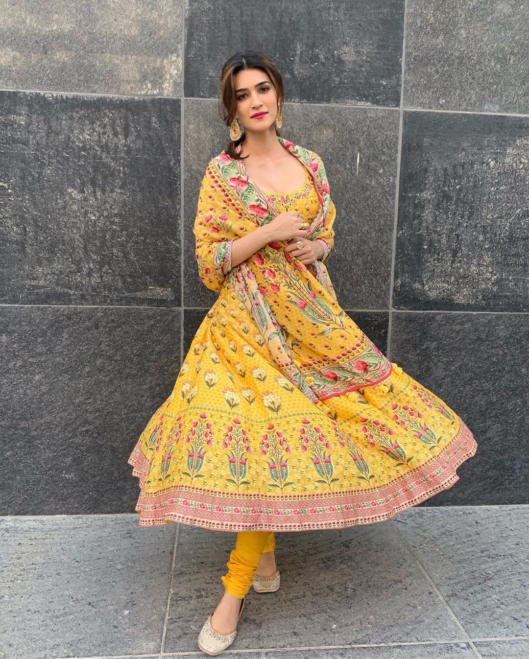 Kriti Sanon Cute In Traditional Yellow Chudi