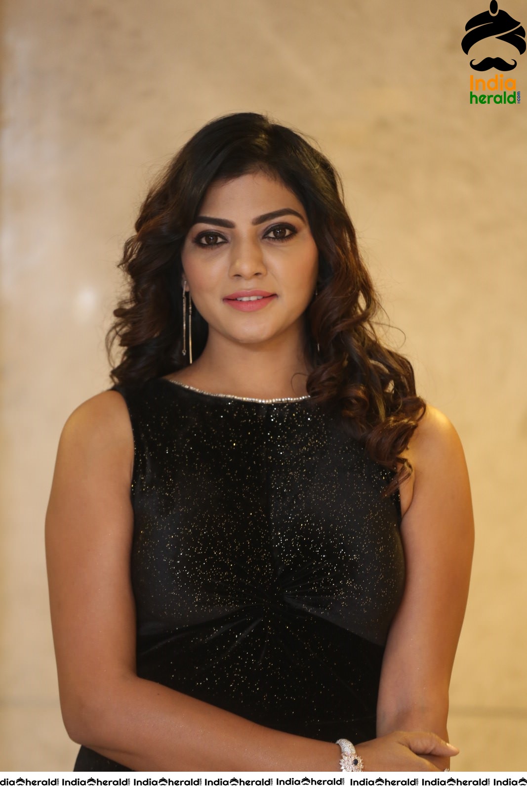 Lahari Shari Latest Hot Photos in Black Thigh Slit Cut Dress Set 1