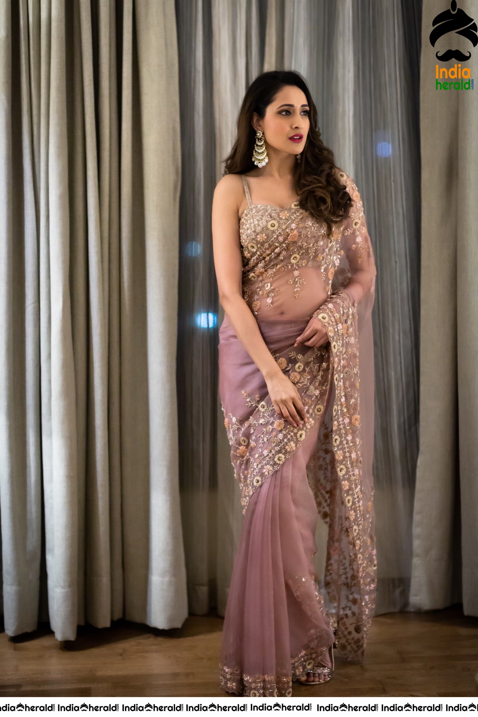 Latest Hot Photos of Pragya Jaiswal in Transparent Saree Set 1