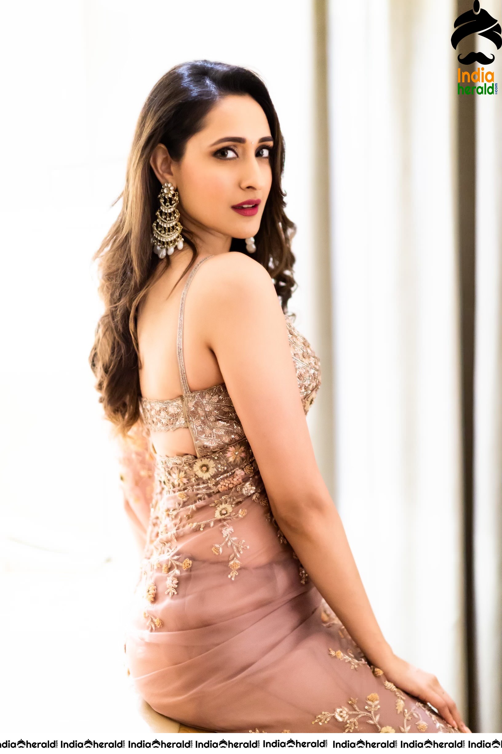 Latest Hot Photos of Pragya Jaiswal in Transparent Saree Set 1