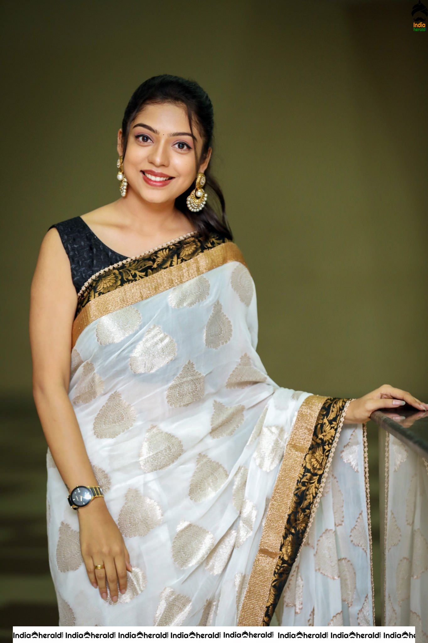 Latest Photos of Varsha Bollamma in Saree and Sleeveless Blouse