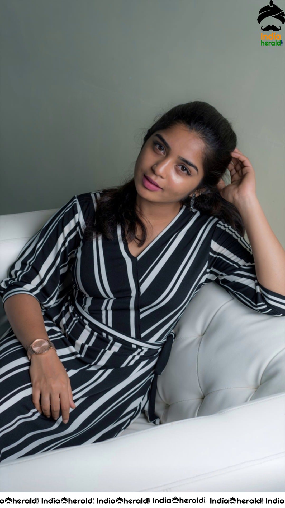 Latest Photoshoot of Gouri G Kishan in a Black and White Striped Attire