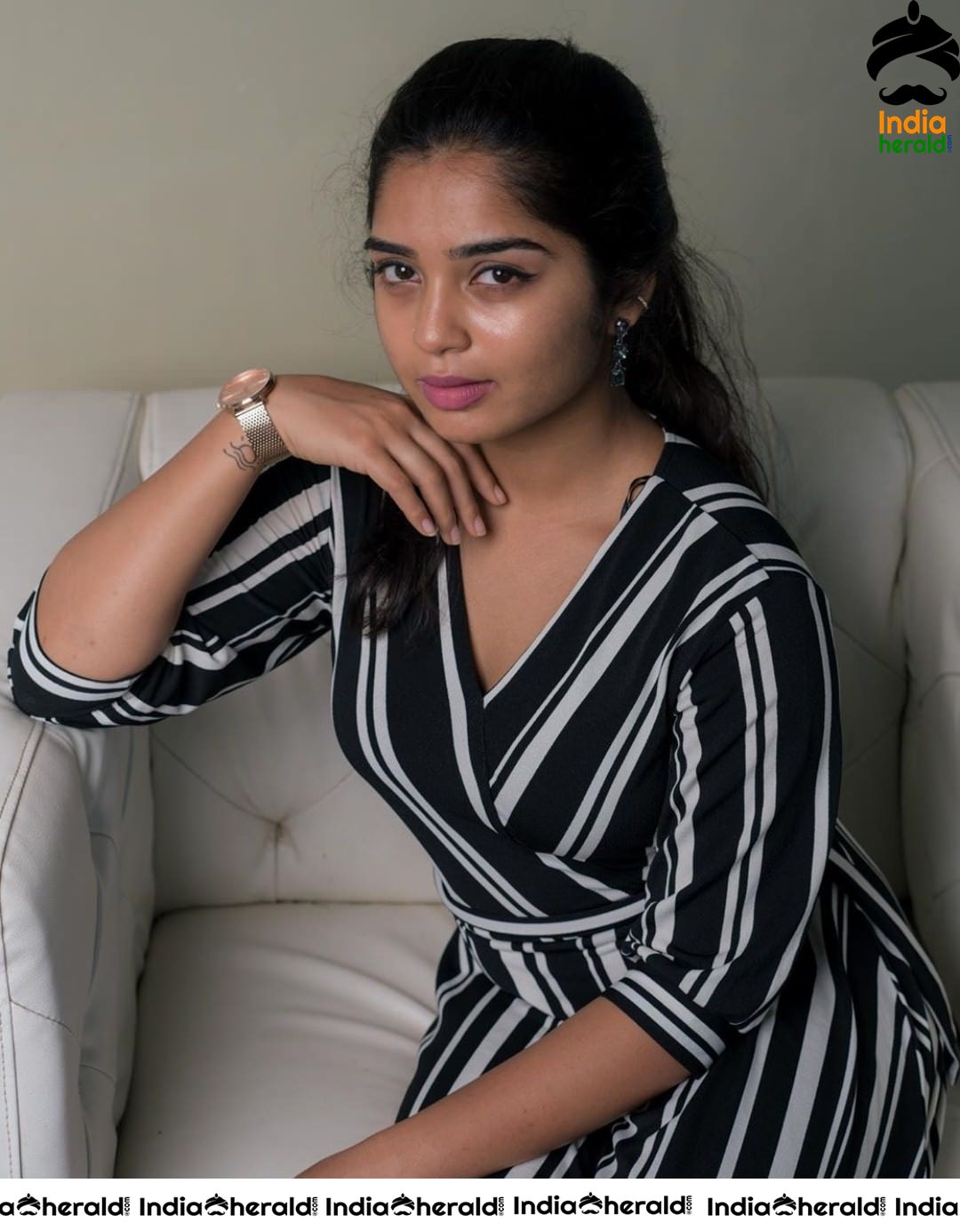Latest Photoshoot of Gouri G Kishan in a Black and White Striped Attire