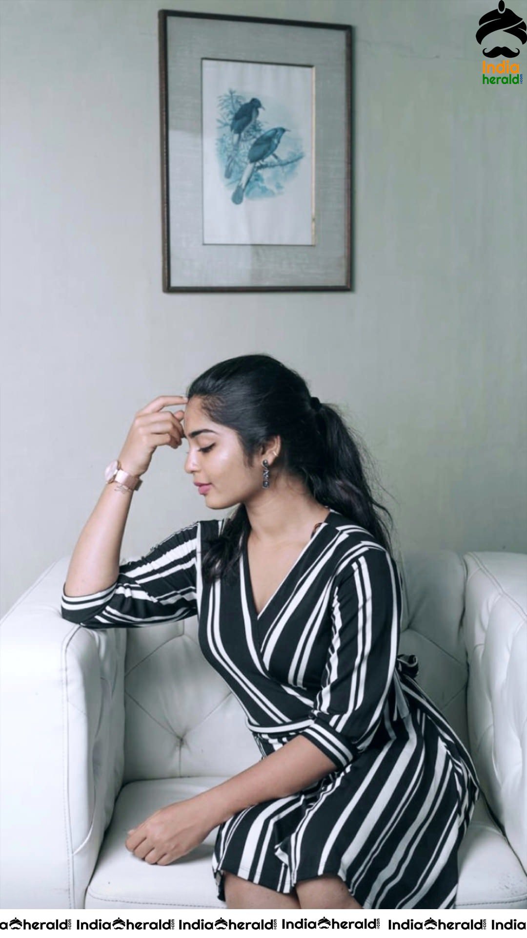 Latest Photoshoot of Gouri G Kishan in a Black and White Striped Attire