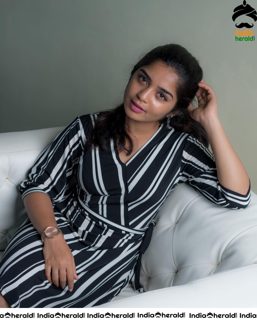 Latest Photoshoot of Gouri G Kishan in a Black and White Striped Attire