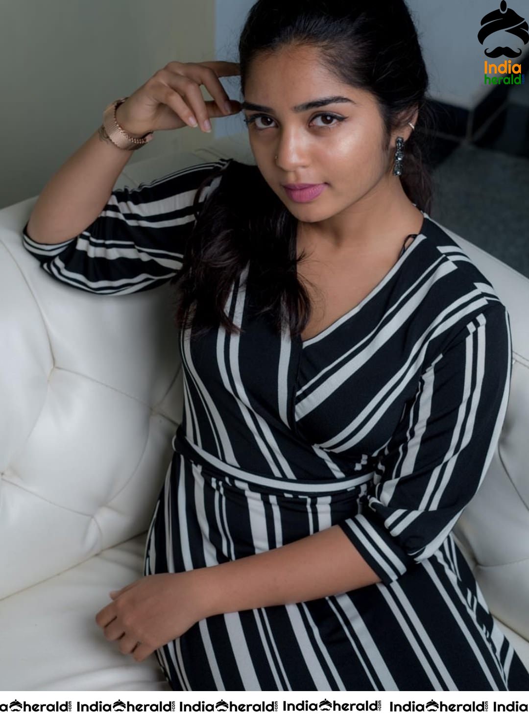 Latest Photoshoot of Gouri G Kishan in a Black and White Striped Attire