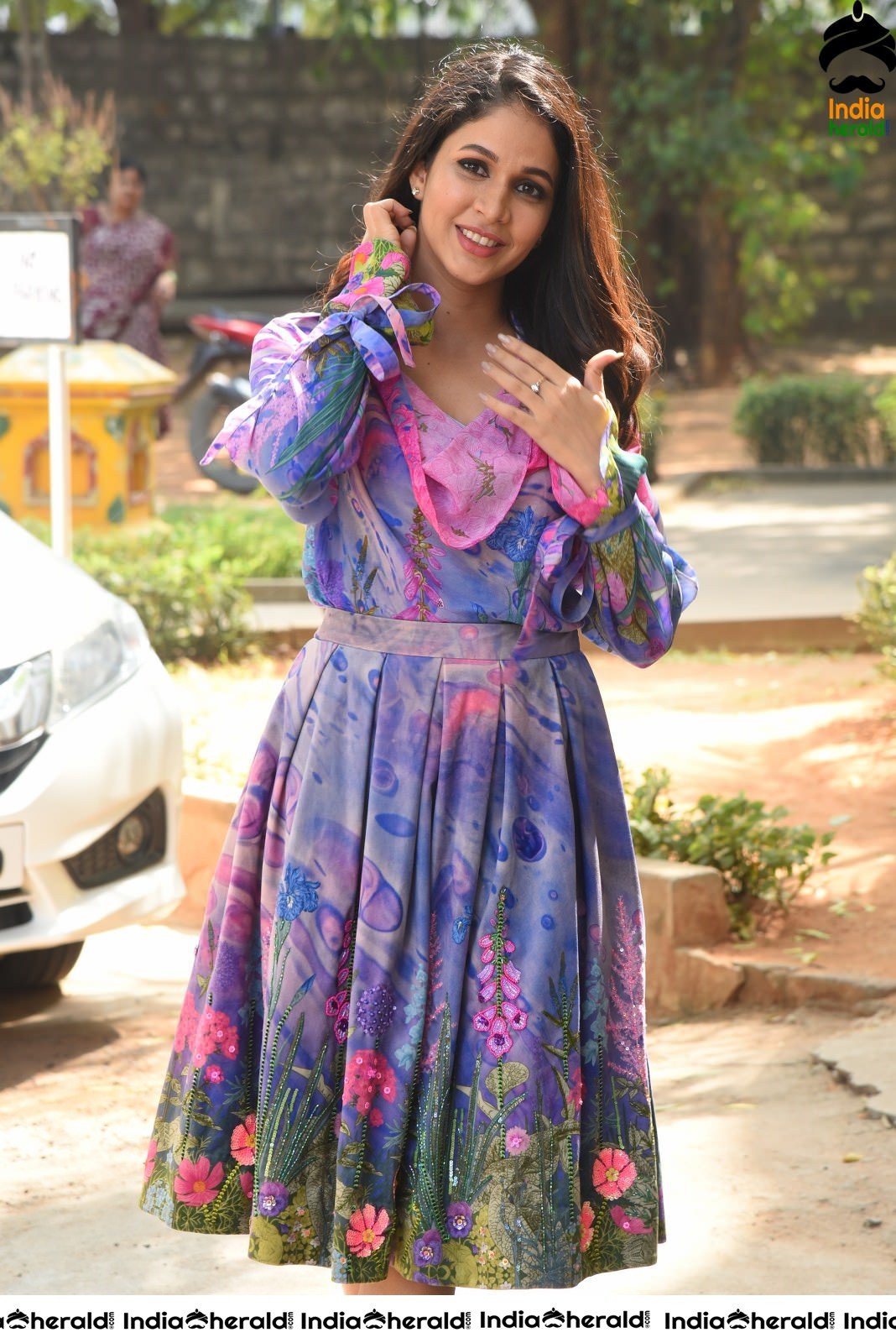 Lavanya Tripathi Luring in Lavender Sexy Frock Set 1