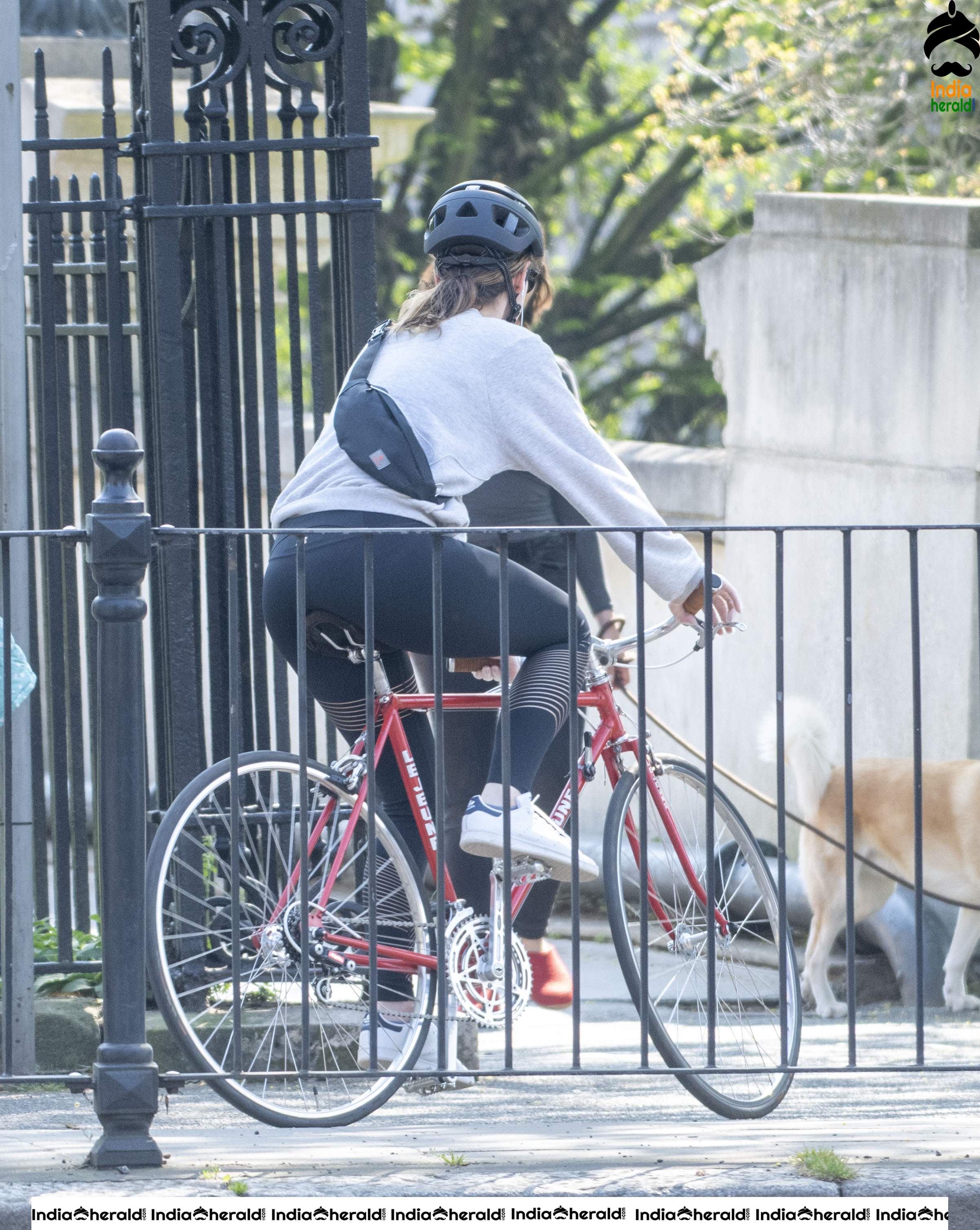 Lily James goes cycling despite lockdown in London