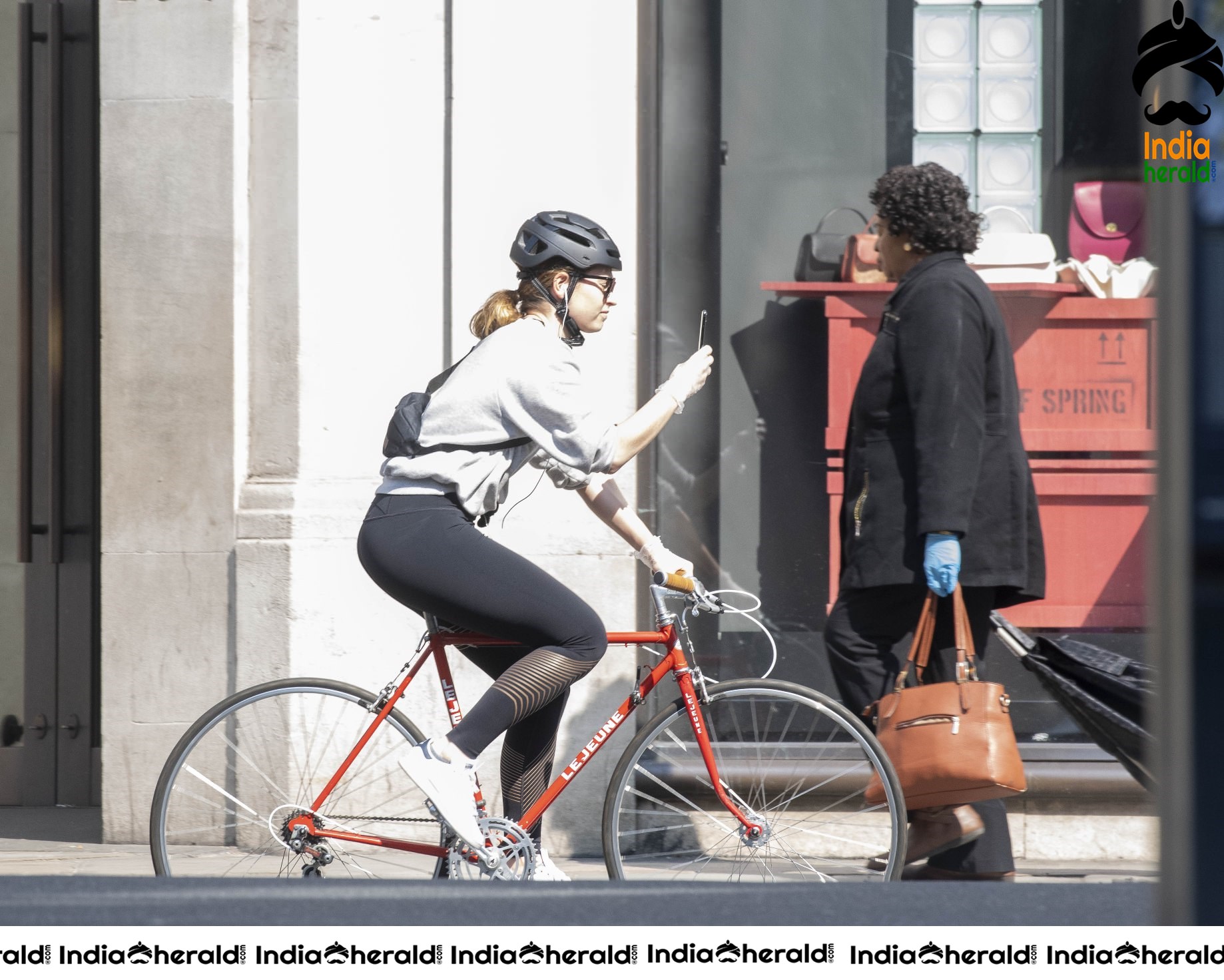 Lily James goes cycling despite lockdown in London