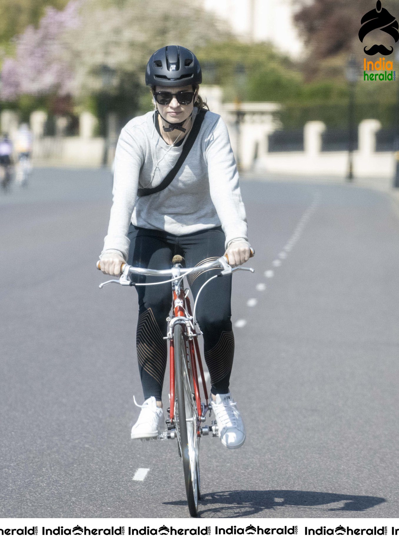 Lily James goes cycling despite lockdown in London