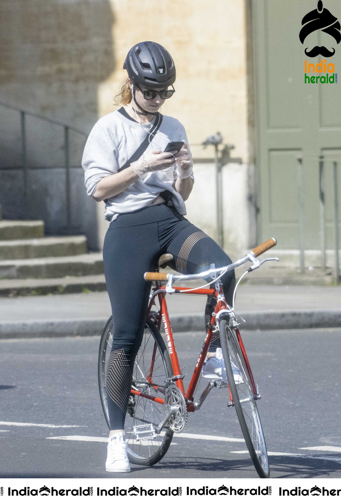 Lily James goes cycling despite lockdown in London