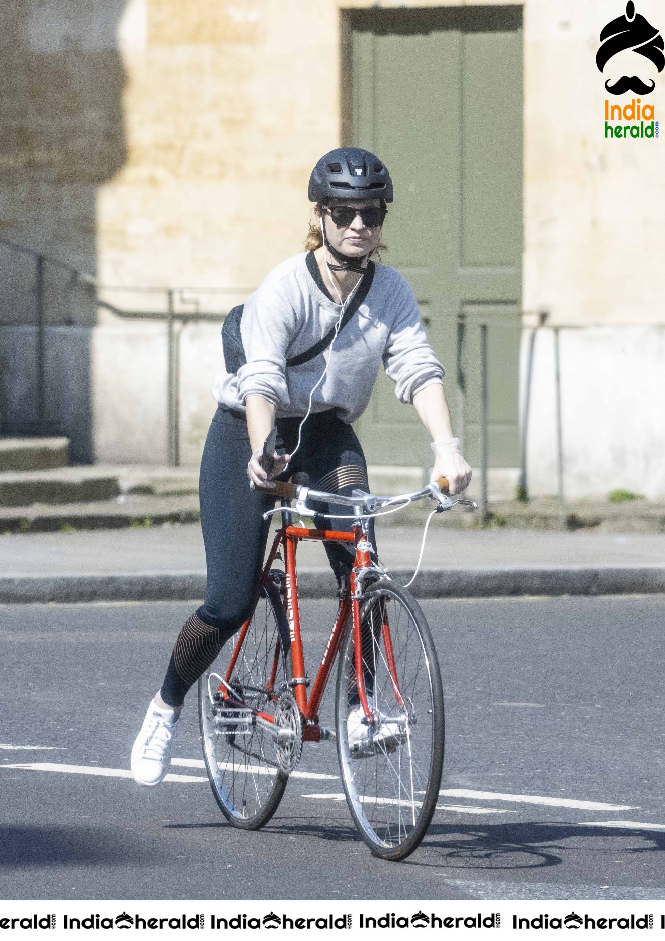 Lily James goes cycling despite lockdown in London