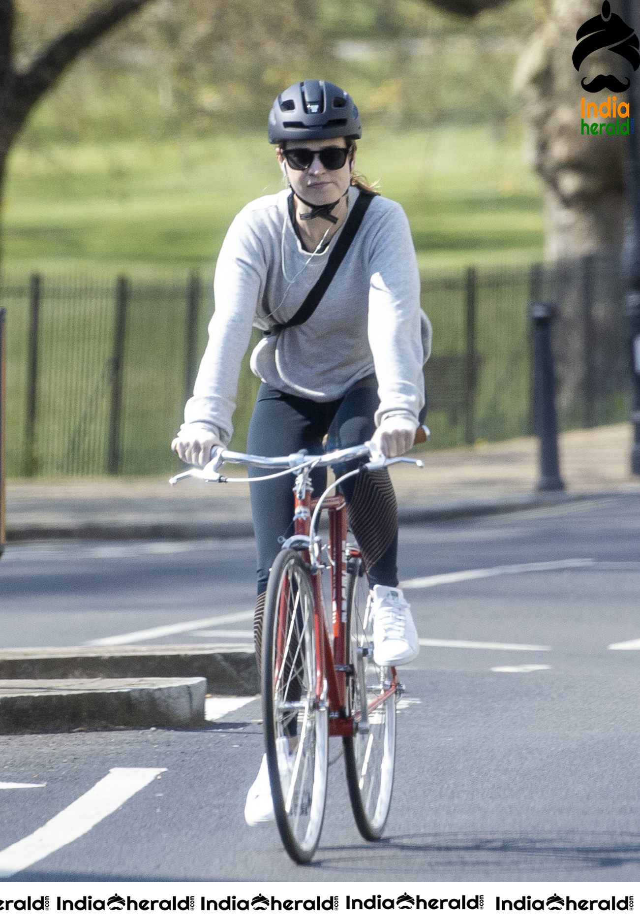 Lily James goes cycling despite lockdown in London