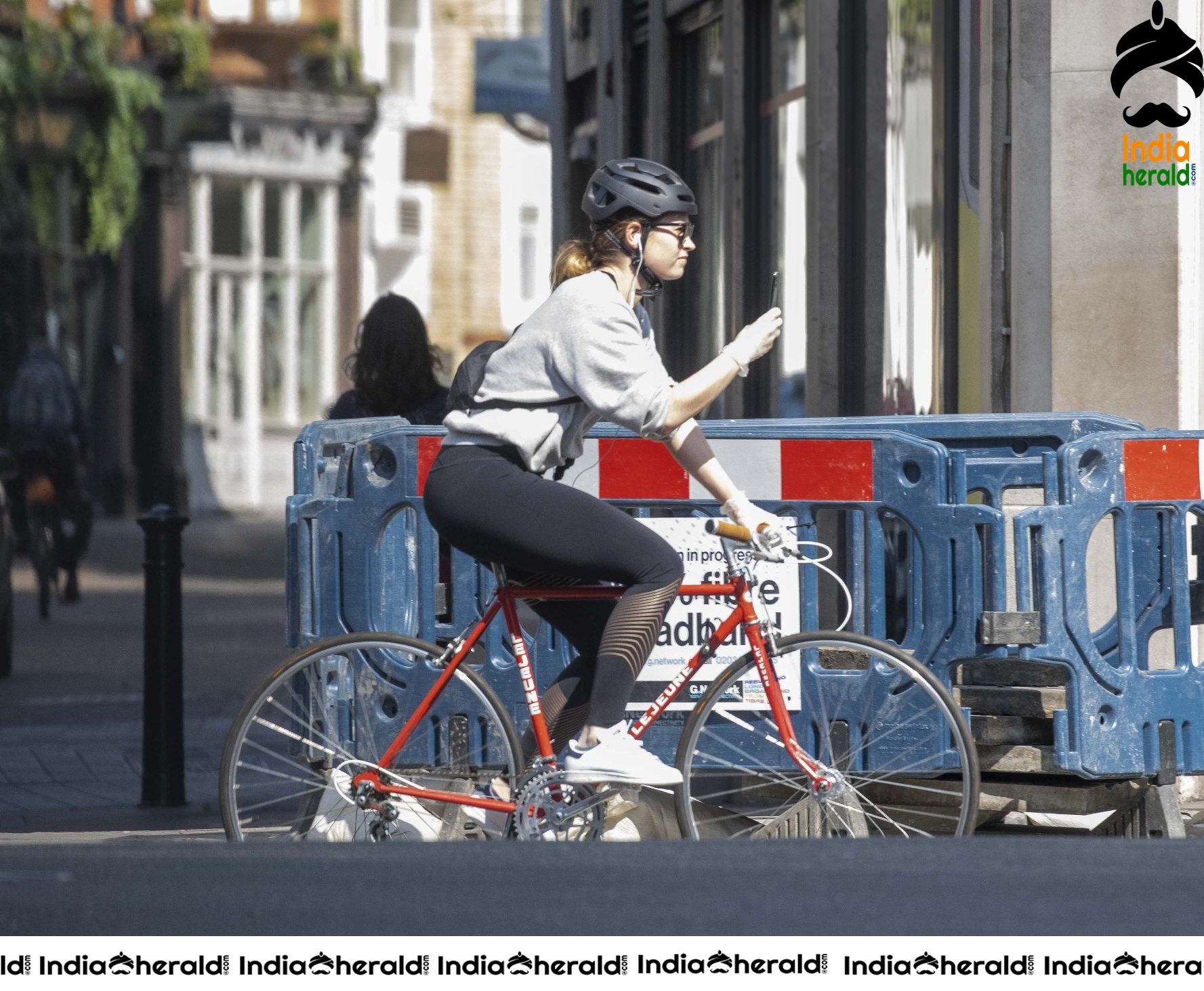 Lily James goes cycling despite lockdown in London