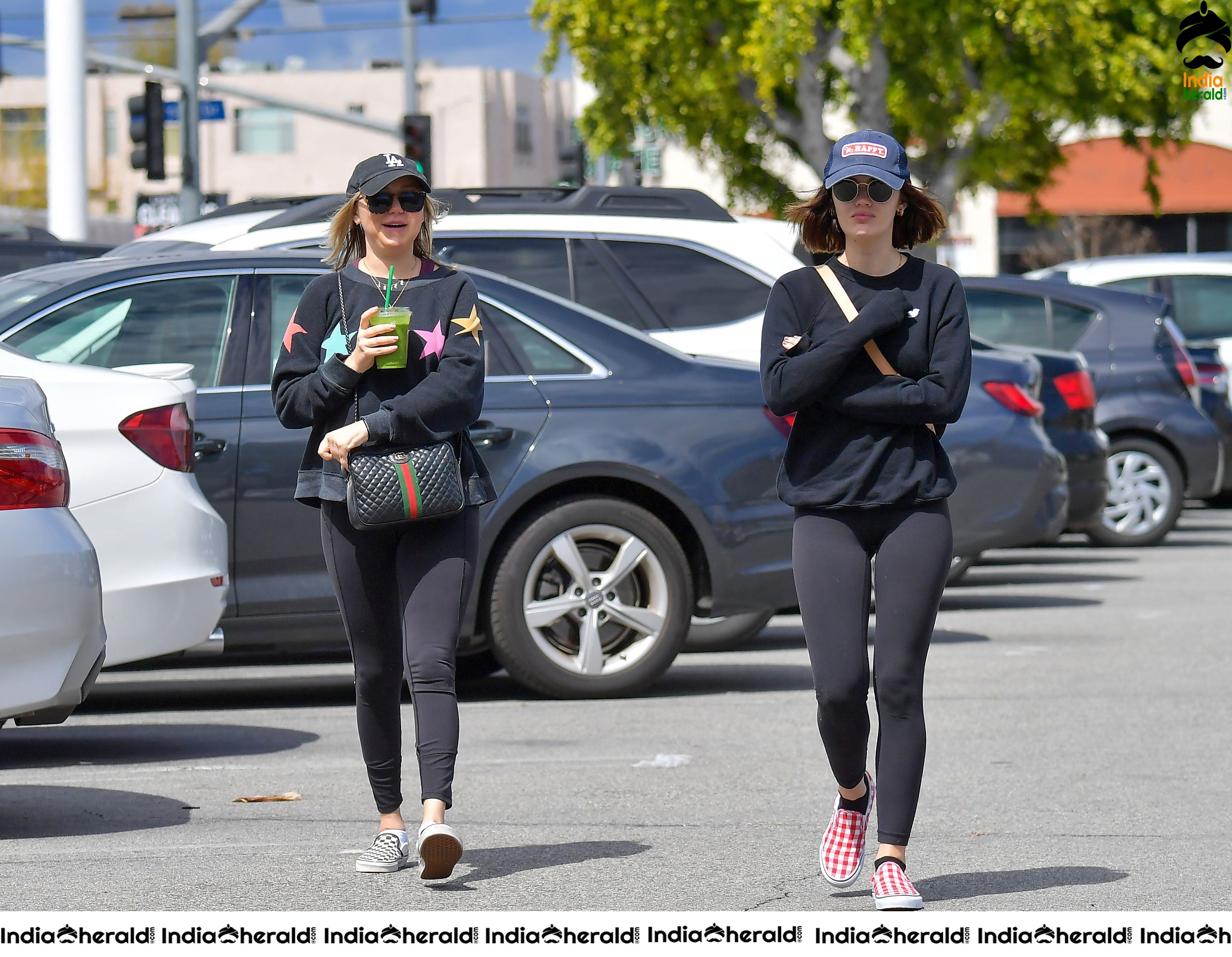 Lucy Hale keeps her social distance in mind as she shops for groceries