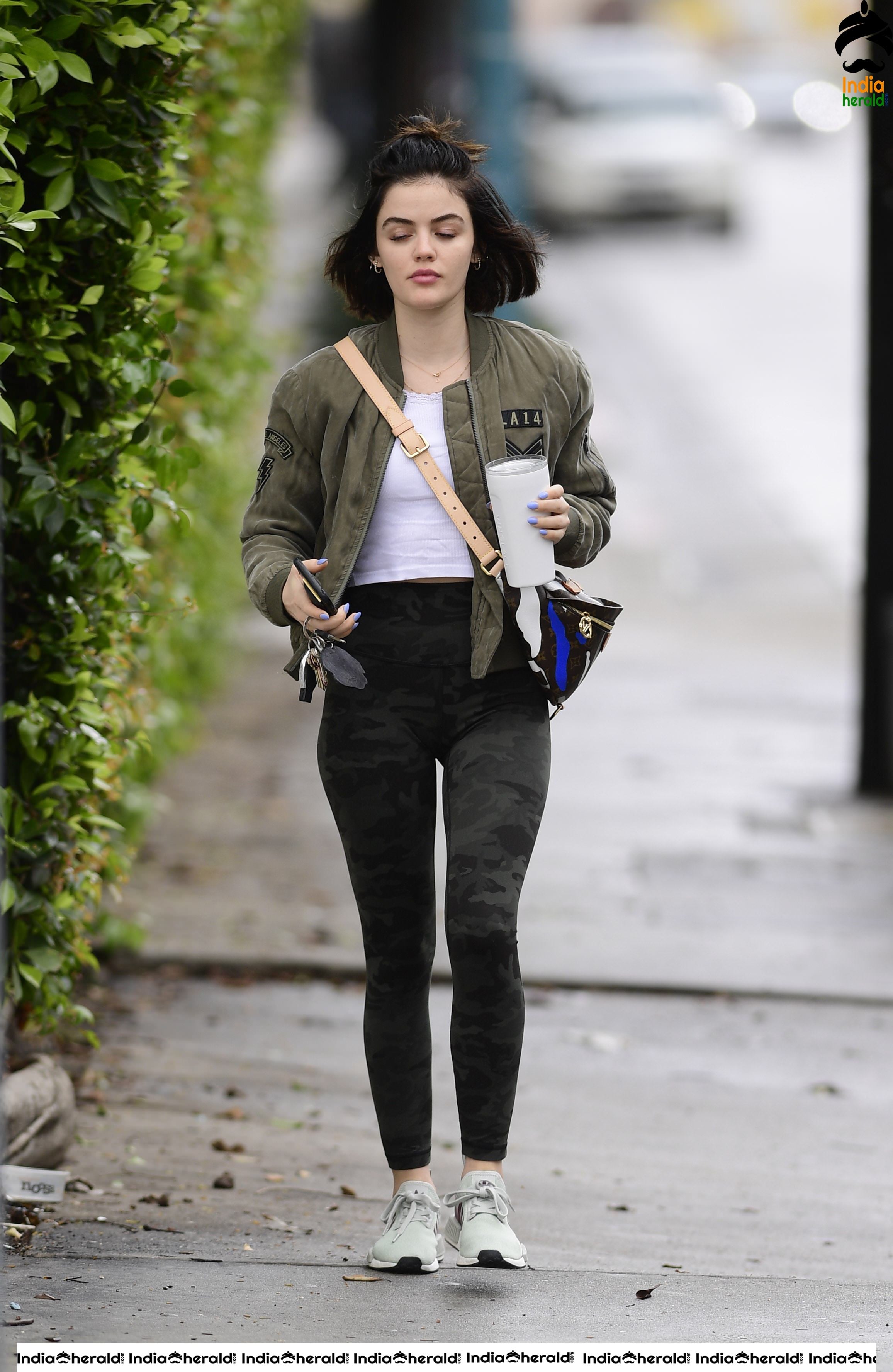 Lucy Hale looking cute while going to a gym in Los Angeles