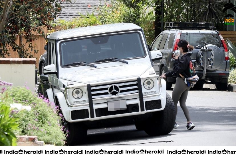 Lucy Hale outside her home in West Hollywood