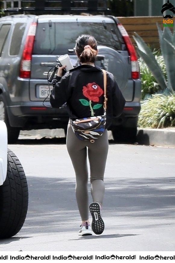 Lucy Hale outside her home in West Hollywood