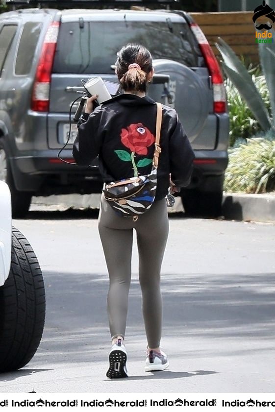Lucy Hale outside her home in West Hollywood