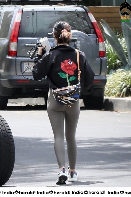 Lucy Hale outside her home in West Hollywood