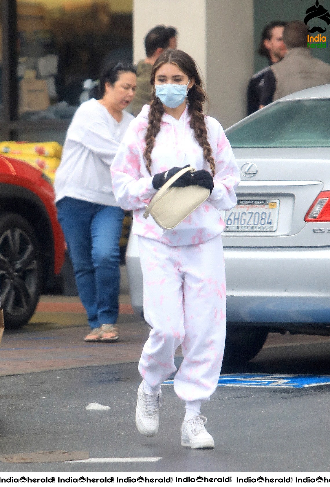 Madison Beer with Corona Virus Masks as she leaves a grocery store in Los Angeles