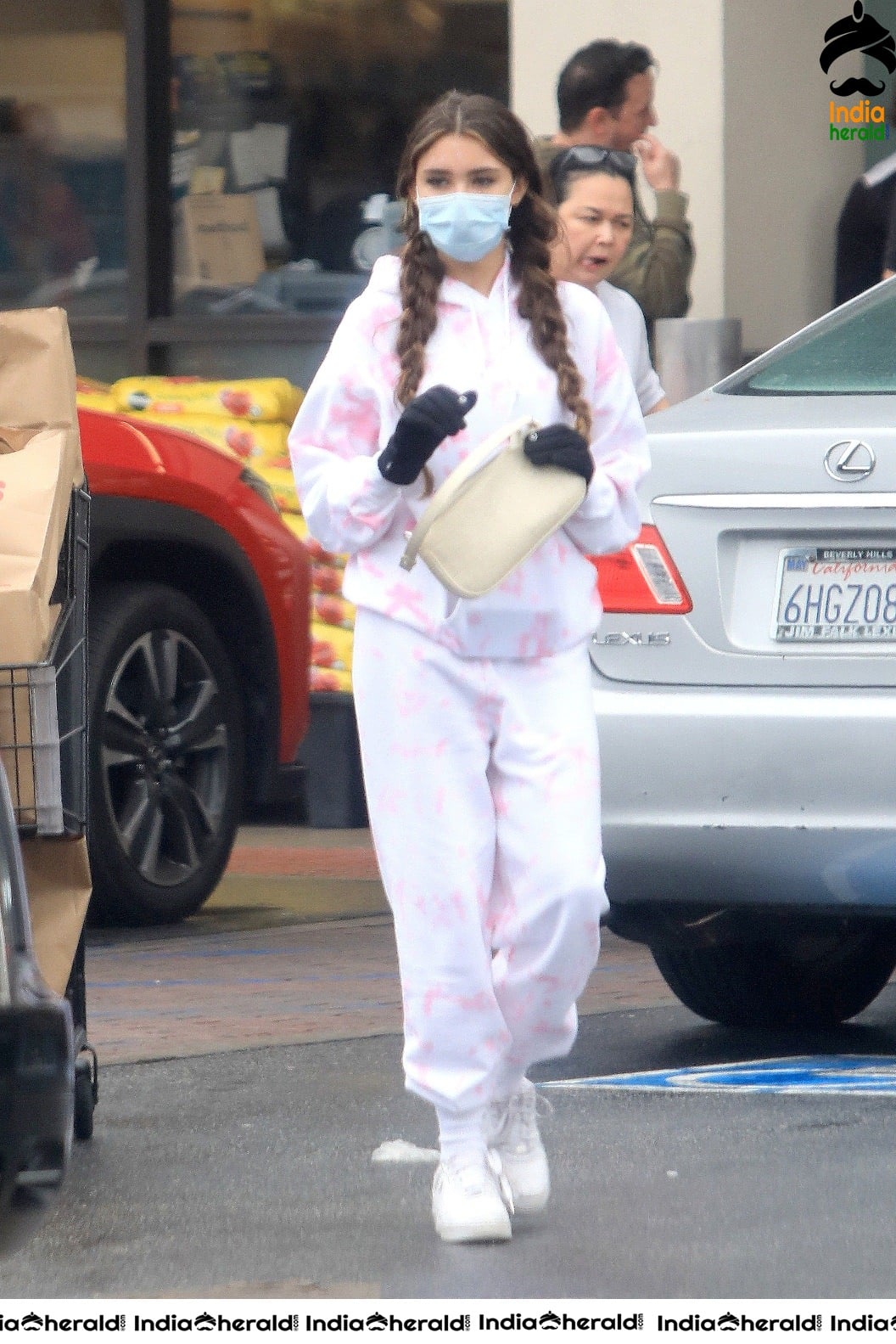 Madison Beer with Corona Virus Masks as she leaves a grocery store in Los Angeles