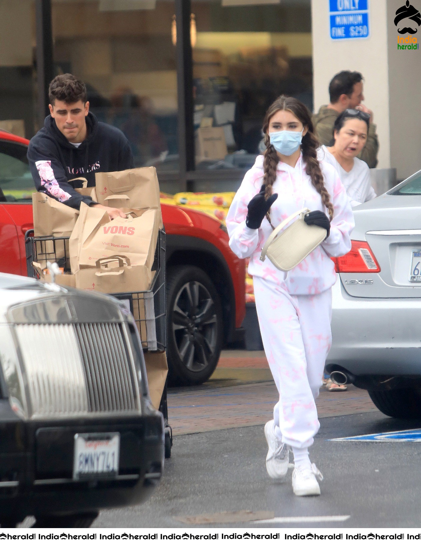 Madison Beer with Corona Virus Masks as she leaves a grocery store in Los Angeles